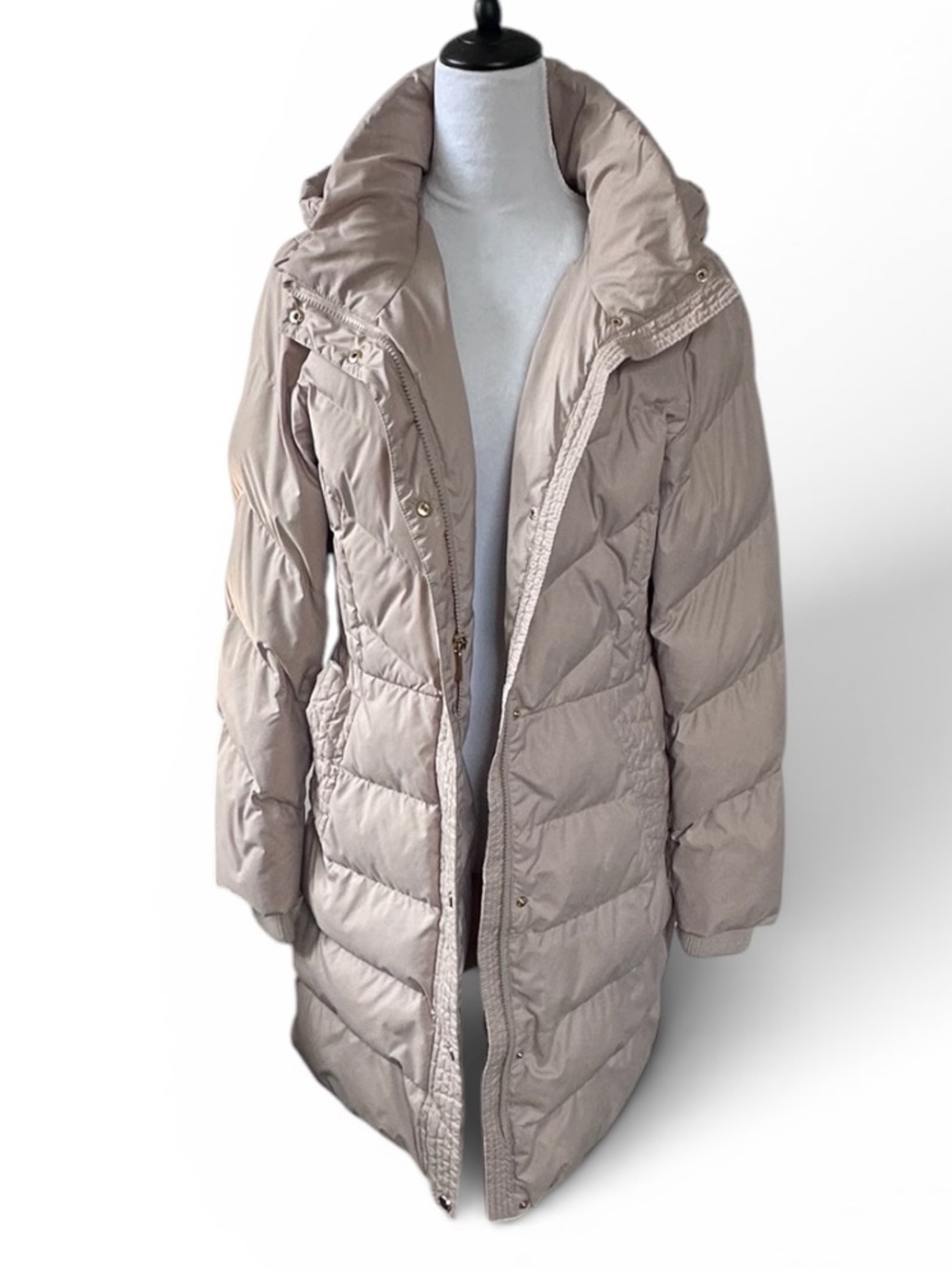 Jones New York Light Taupe Long Puffer Coat